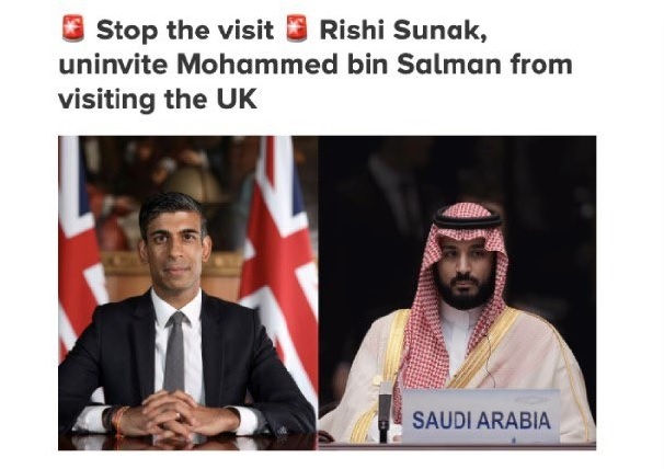 منظمات حقوقية دولية تدشن حملة توقيعات لإلغاء زيارة “ابن سلمان” لبريطانيا